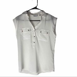 New York & Company White Sleeveless Blouse Size XS